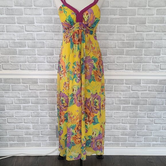 Soft Surroundings Floral Chiffon Maxi Dress Beach Resort Spring Summer S P - Picture 9 of 9
